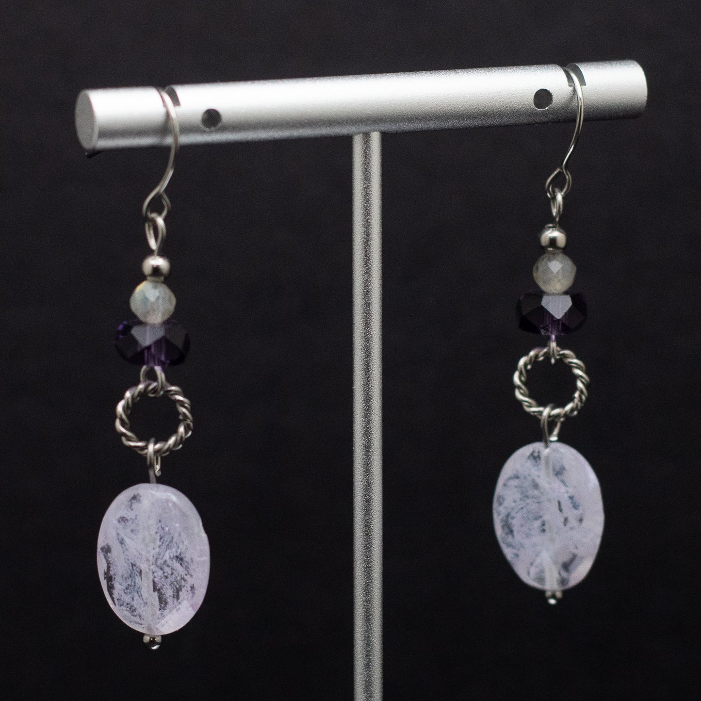 Lavender Quartz Earrings with Czech Glass & Labradorite