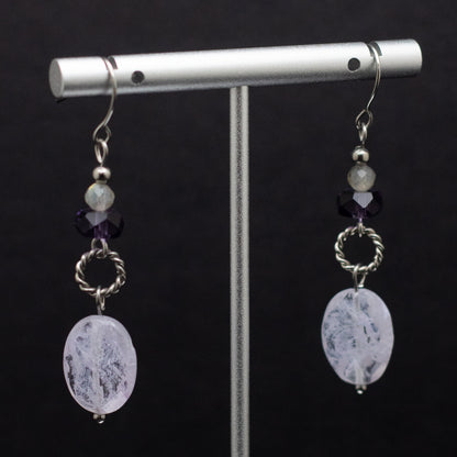 Lavender Quartz Earrings with Czech Glass & Labradorite