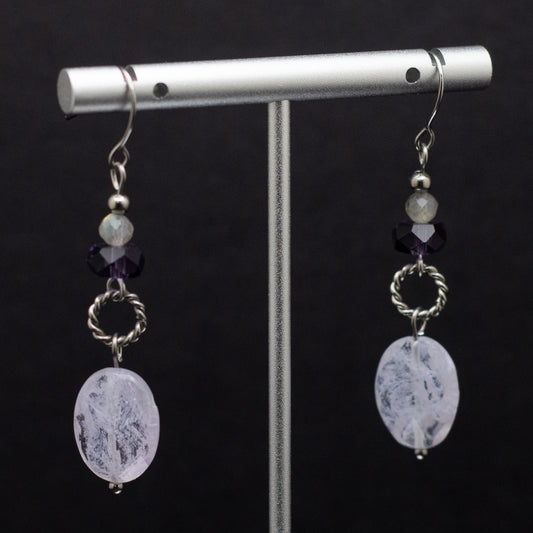 Lavender Quartz Earrings with Czech Glass & Labradorite