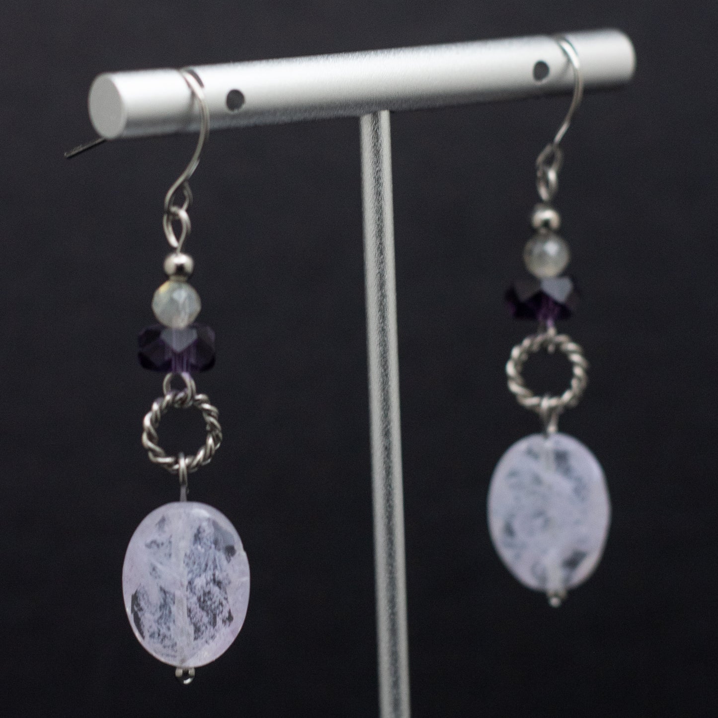 Lavender Quartz Earrings with Czech Glass & Labradorite