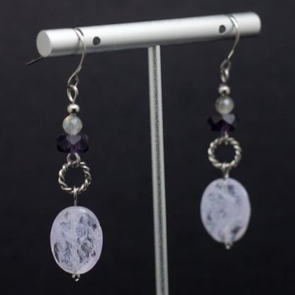 Lavender Quartz Earrings with Czech Glass & Labradorite