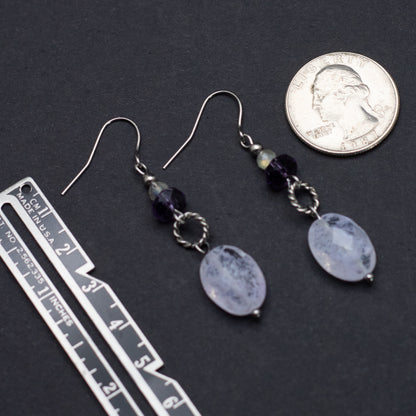 Lavender Quartz Earrings with Czech Glass & Labradorite