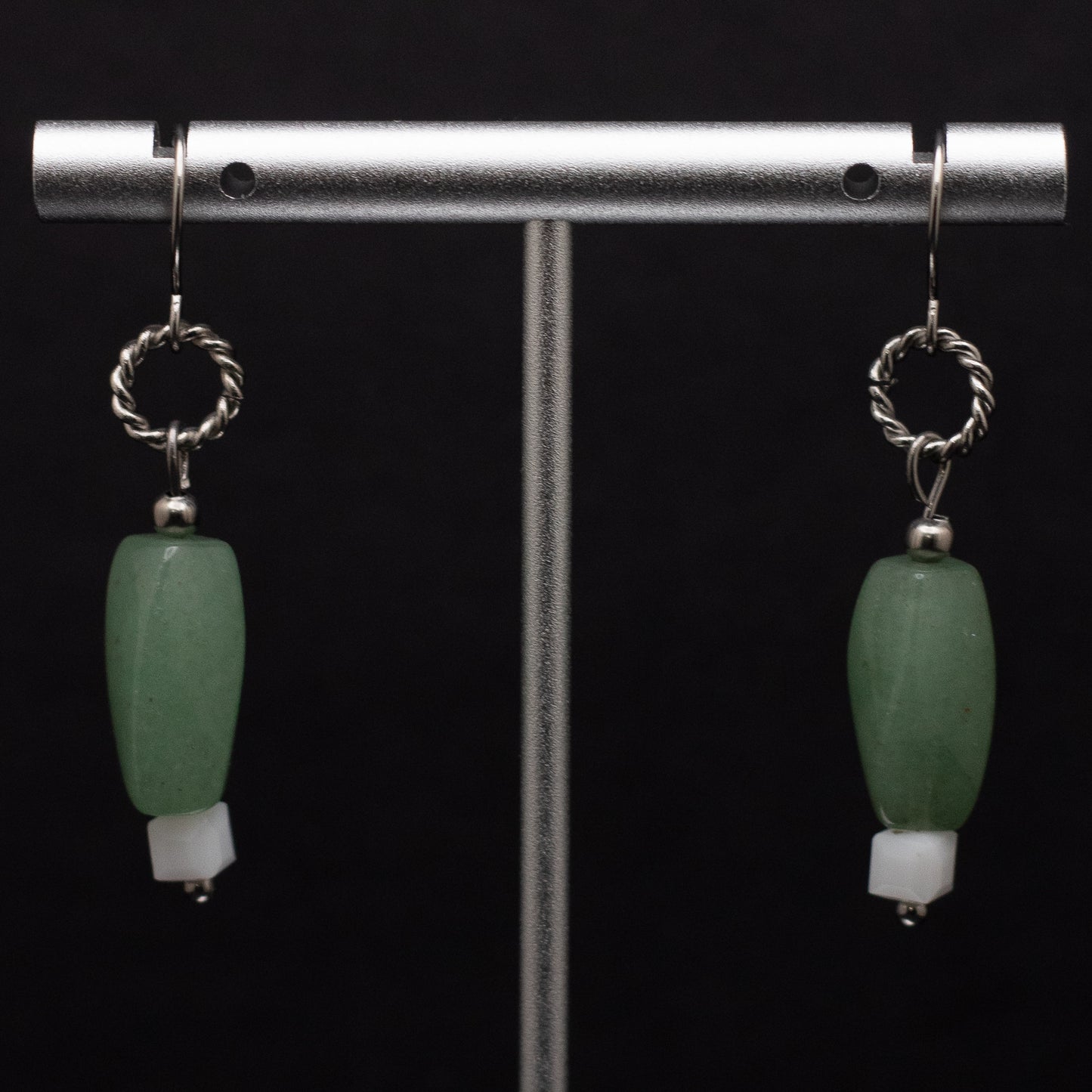 Green Aventurine Spiral Earrings