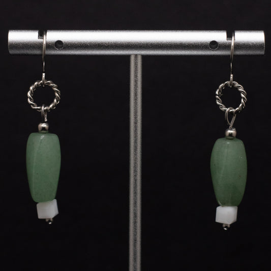 Green Aventurine Spiral Earrings