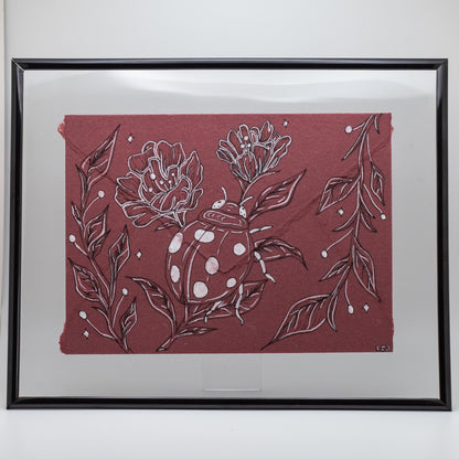Where I Landed | Original Ink Illustration on Handmade Paper Envelope (Framed 10x8”)