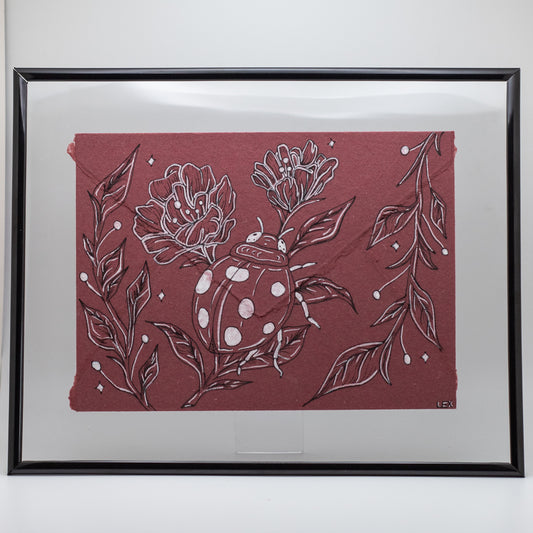 Where I Landed | Original Ink Illustration on Handmade Paper Envelope (Framed 10x8”)