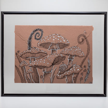 In No Rush | Original Ink Illustration on Handmade Paper Envelope (Framed 10x8”)