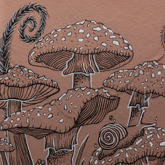 In No Rush | Original Ink Illustration on Handmade Paper Envelope (Framed 10x8”)