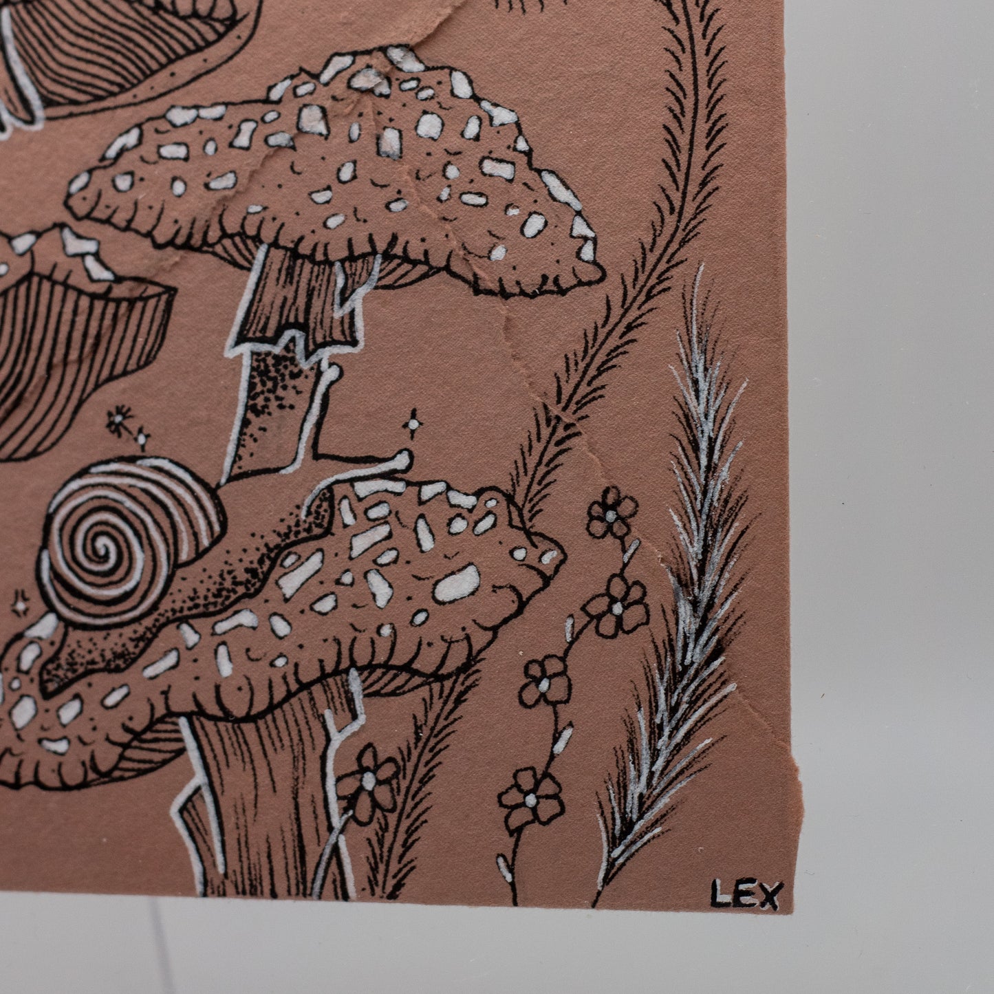 In No Rush | Original Ink Illustration on Handmade Paper Envelope (Framed 10x8”)