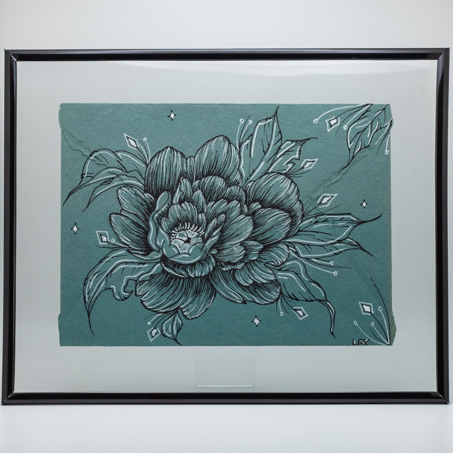 A Small Offering | Original Ink Illustration on Handmade Paper Envelope (Framed 10x8”)