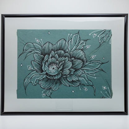 A Small Offering | Original Ink Illustration on Handmade Paper Envelope (Framed 10x8”)