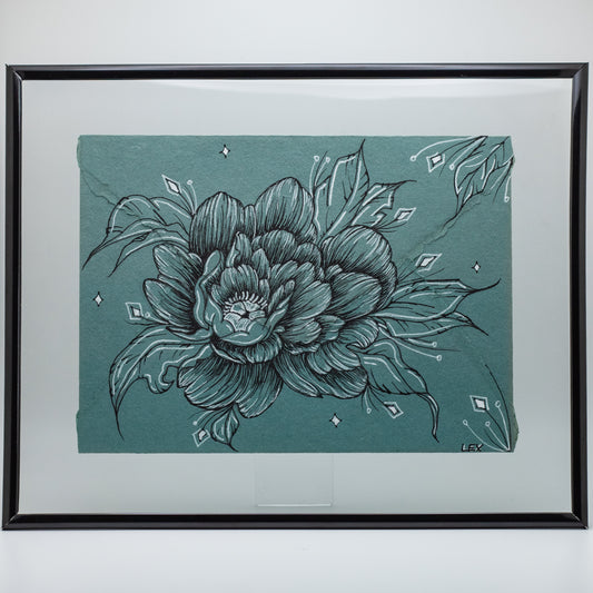 A Small Offering | Original Ink Illustration on Handmade Paper Envelope (Framed 10x8”)
