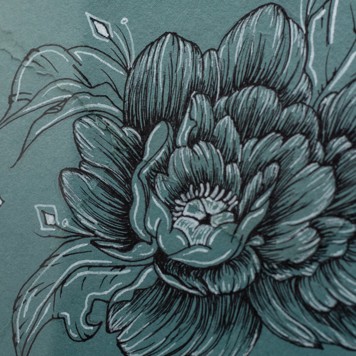 A Small Offering | Original Ink Illustration on Handmade Paper Envelope (Framed 10x8”)