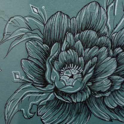 A Small Offering | Original Ink Illustration on Handmade Paper Envelope (Framed 10x8”)