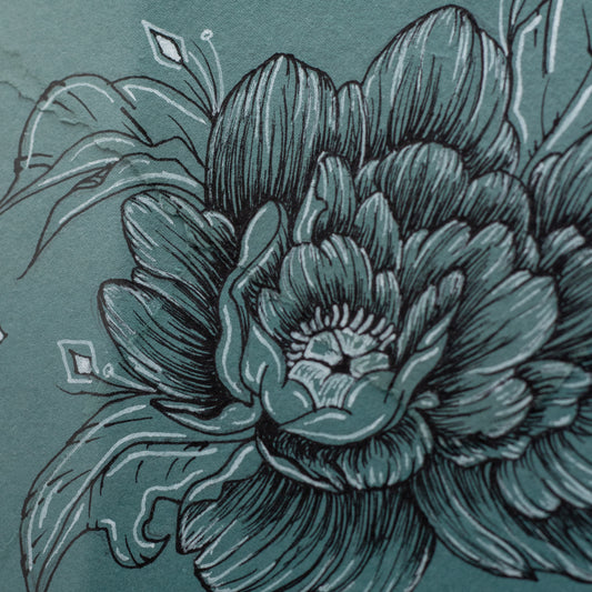 A Small Offering | Original Ink Illustration on Handmade Paper Envelope (Framed 10x8”)