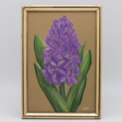 Grape Hyacinth | Original Chalk Pastel Artwork (Framed 4×6”)