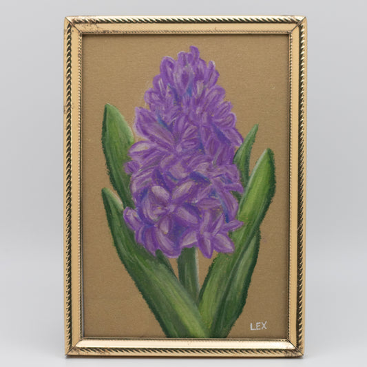 Grape Hyacinth | Original Chalk Pastel Artwork (Framed 4×6”)