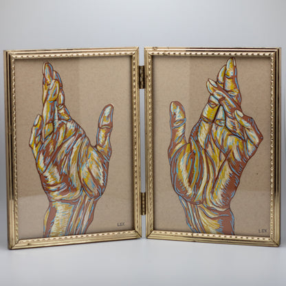The Space Between | Original Posca Illustration Diptych (Framed 14 × 7”)