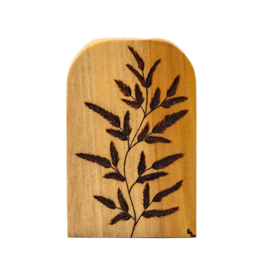 Fern-Inspired Poplar Nature Pyrography Decor
