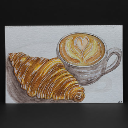 Latte + Pastry Postcard (4 × 6”)