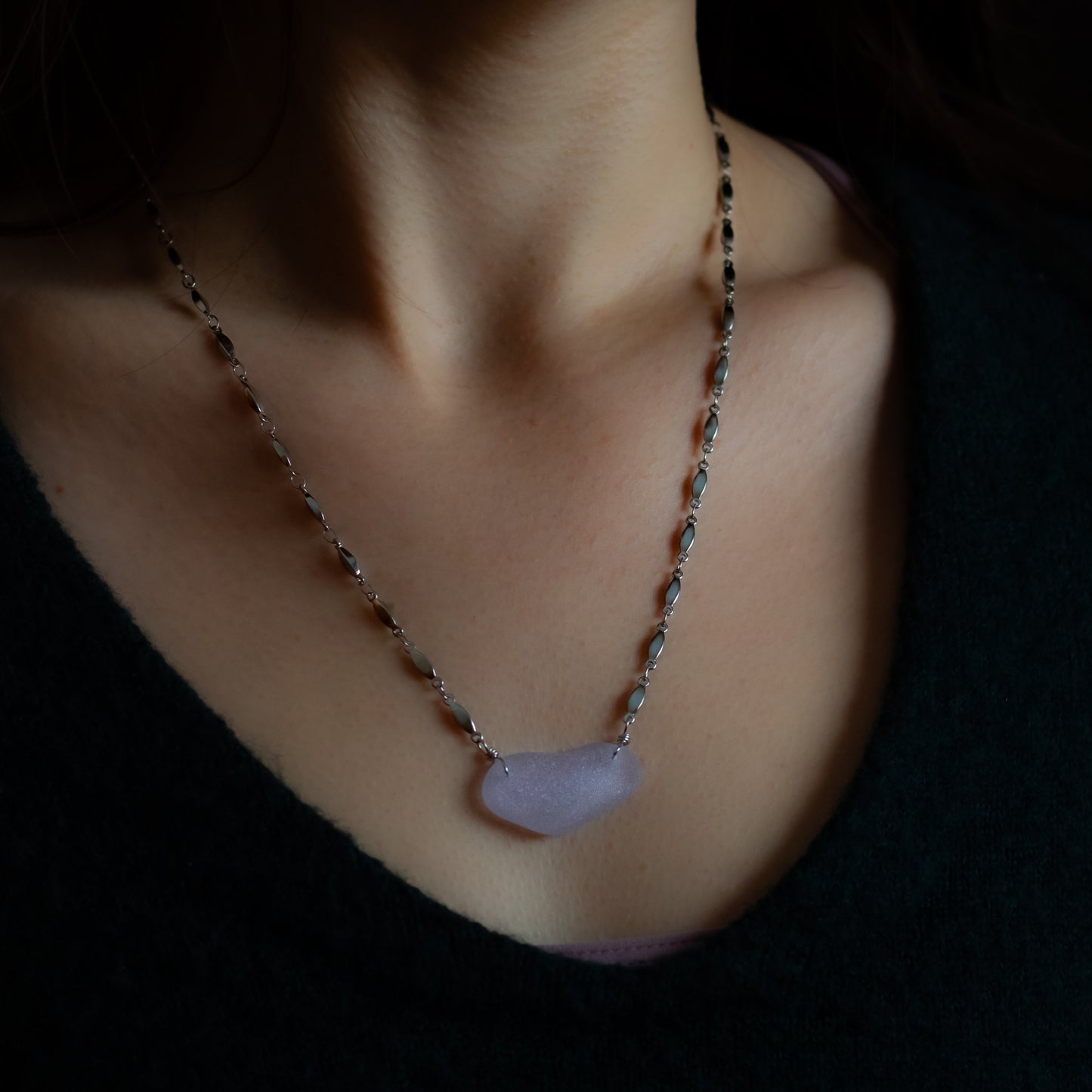 Nova Scotian Lavender Beach Glass Necklace