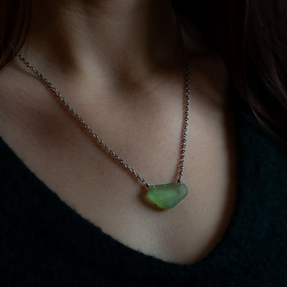 Nova Scotian Pastel Green Beach Glass Necklace