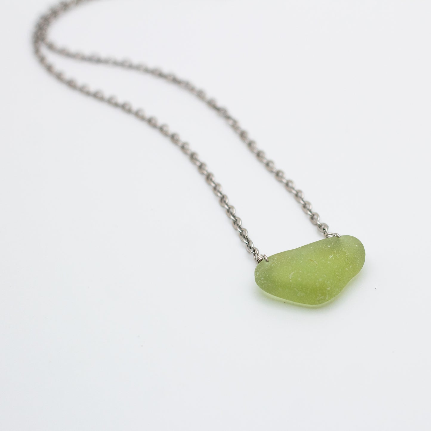 Nova Scotian Pastel Green Beach Glass Necklace