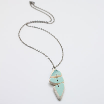 Lake Erie Blue Beach Pottery Trio Necklace