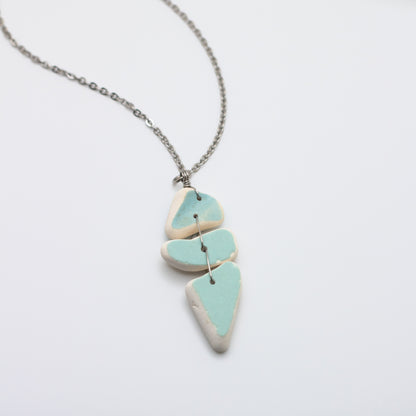 Lake Erie Blue Beach Pottery Trio Necklace