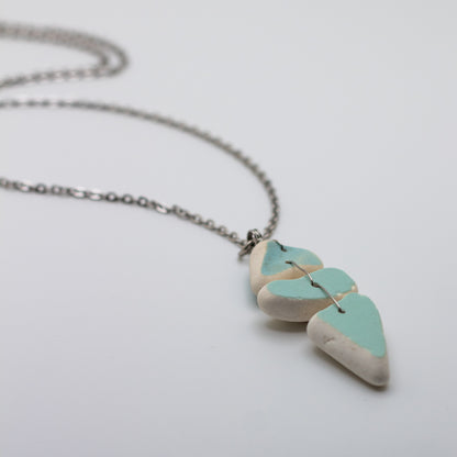 Lake Erie Blue Beach Pottery Trio Necklace