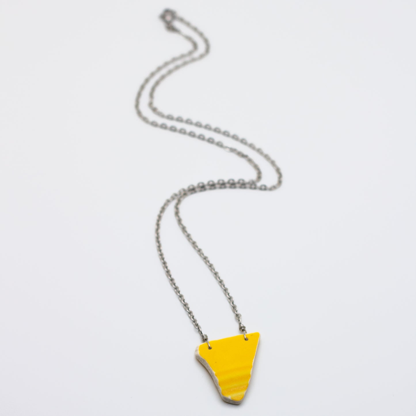 Lake Erie Yellow Textured Beach Pottery Necklace