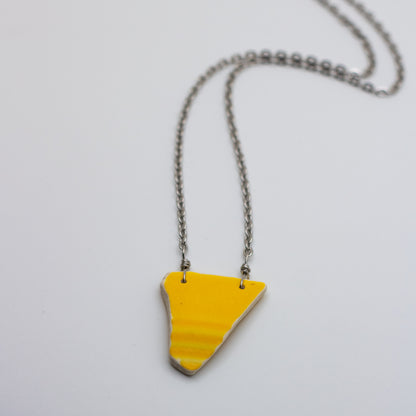 Lake Erie Yellow Textured Beach Pottery Necklace