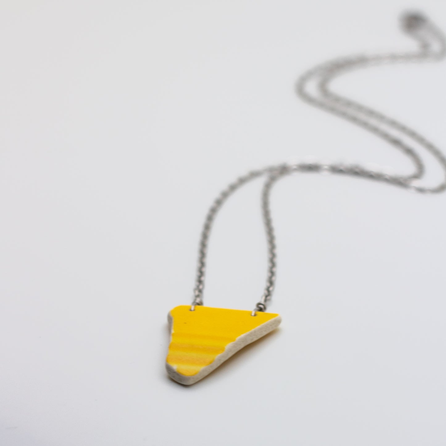 Lake Erie Yellow Textured Beach Pottery Necklace