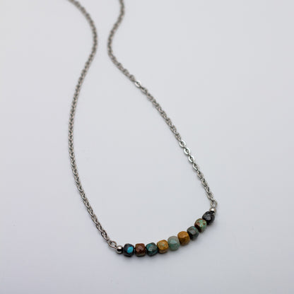 Microfaceted Cube Turquoise Bar Necklace