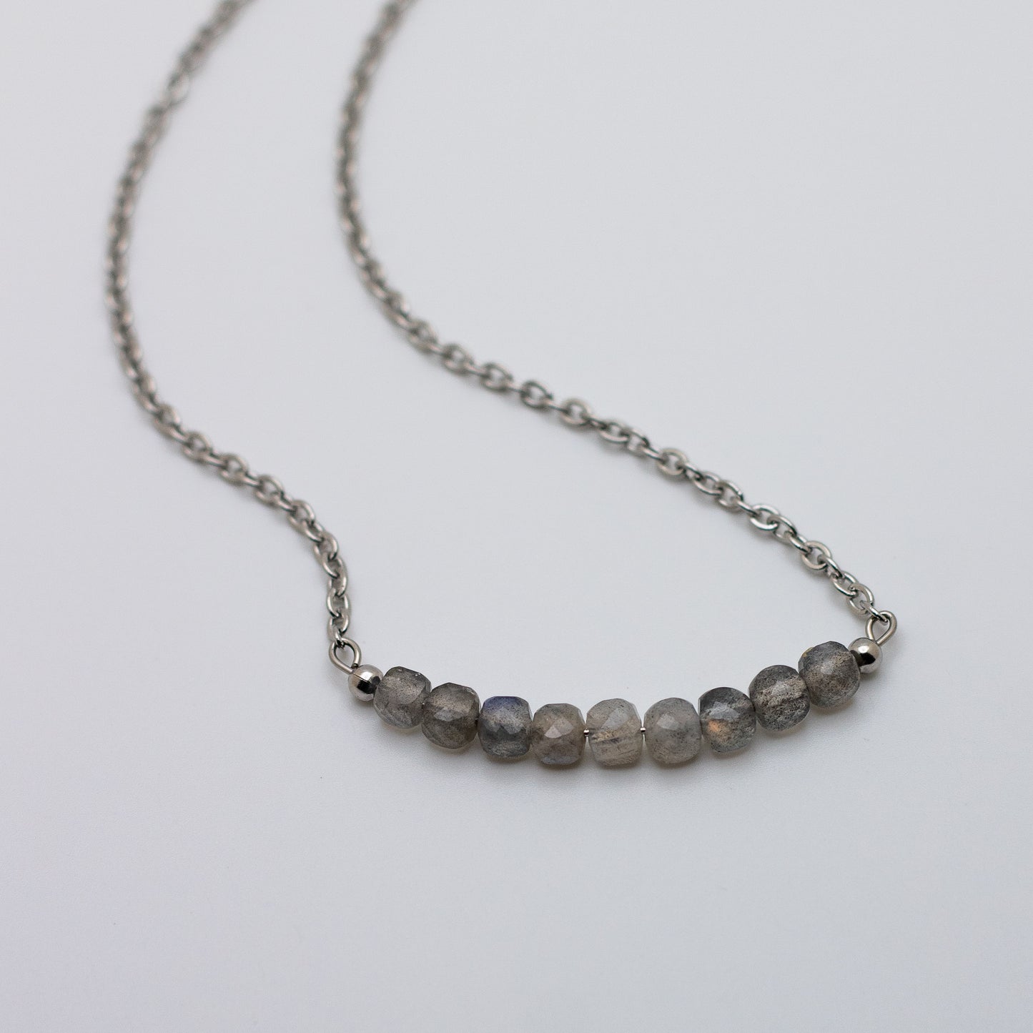 Microfaceted Cube Labradorite Bar Necklace