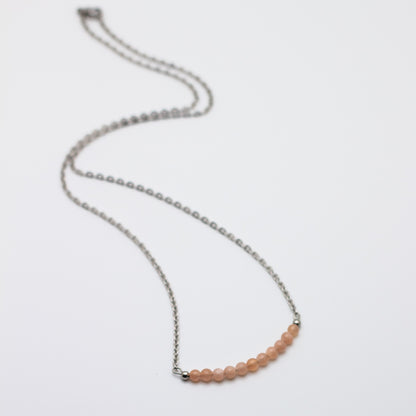 Peach Moonstone Bar Necklace