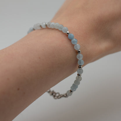 Microfaceted Aquamarine Bracelet