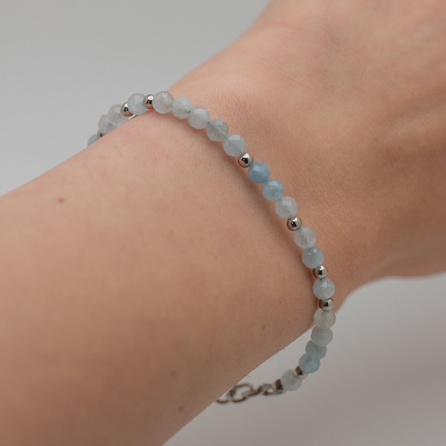 Microfaceted Aquamarine Bracelet