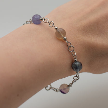 Rainbow Fluorite Beaded Bracelet