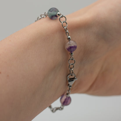 Rainbow Fluorite Beaded Bracelet