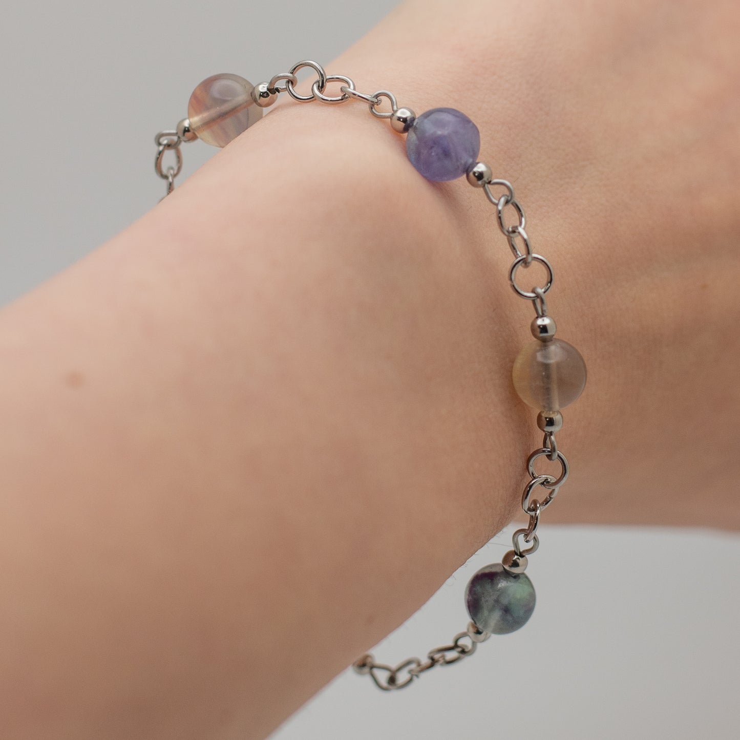 Rainbow Fluorite Beaded Bracelet