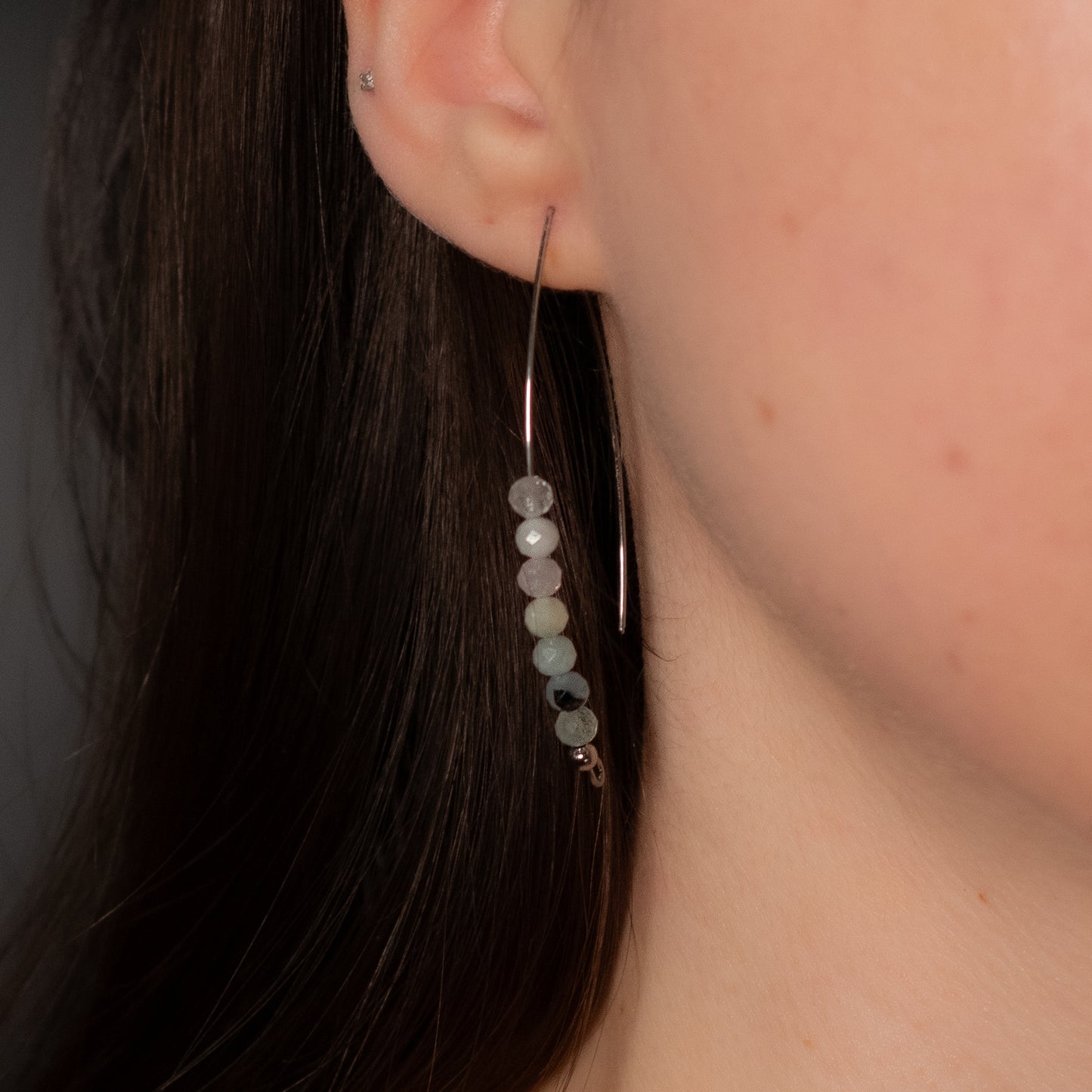 Aquamarine Wire Threader Earrings