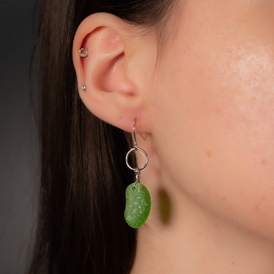 Nova Scotian Green Beach Glass Earrings