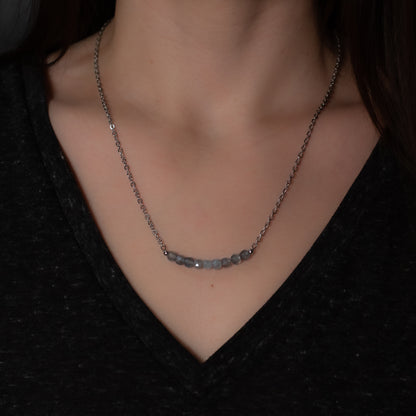 Microfaceted Cube Labradorite Bar Necklace