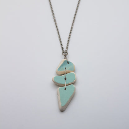 Lake Erie Blue Beach Pottery Trio Necklace
