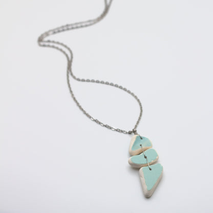 Lake Erie Blue Beach Pottery Trio Necklace