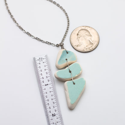 Lake Erie Blue Beach Pottery Trio Necklace