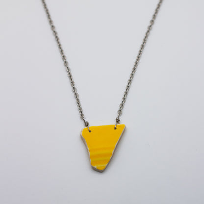 Lake Erie Yellow Textured Beach Pottery Necklace