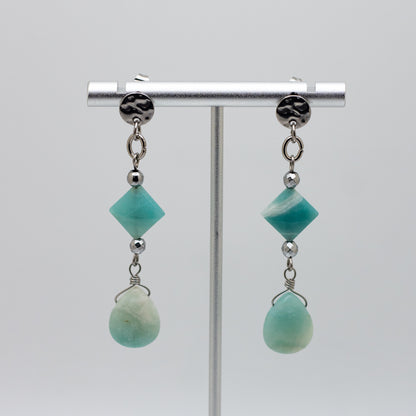 Amazonite Textured Stud-Base Earrings