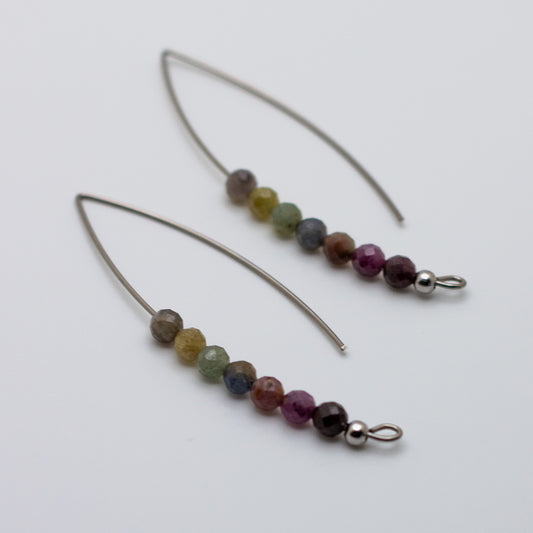 Ruby & Sapphire Wire Threader Earrings